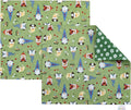 Funkins Reusable Cloth Placemats for Kids & Lunch Boxes | Reusable, Eco-Friendly | 15"x13", 2-ply, Thick, Absorbent, Machine Washable | Set of 2 Placemats (Gnomes)