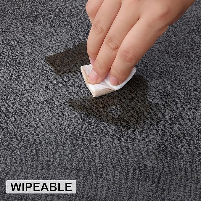 homing Faux Leather Heat Resistant Placemats 8 Packs, Waterproof Wipeable Dining PU Place Mats for Indoor & Outdoor, Easy to Clean, Charcoal
