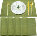Placemats Set of 4,Washable,Heat and Stain Resistant Indoor/Outdoor Place mats,Vinyl Woven Non Slip Table Mats for Restaurant Table Protection,PVC Placemats(Green,4PCS)