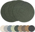 13" Round Placemats Set of 4, Reversible Faux Leather Heat Resistant Table Mats, Waterproof Oilproof Wipeable Table Protective Placemats for Vinyl, Washable for Indoor & Outdoor Use (4, Dark Green)