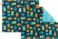 Funkins Reusable Cloth Placemats for Kids & Lunch Boxes | Reusable, Eco-Friendly | 15"x13", 2-ply, Thick, Absorbent, Machine Washable | Set of 2 Placemats (Monsters)