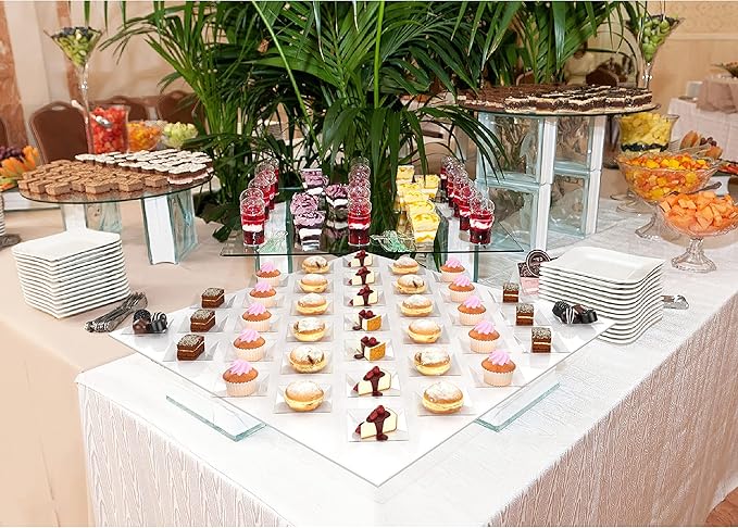 Exquisite Mini Disposable Appetizer Plates - 200 Pack 2.95" x 2.95" Crystal Clear Plastic Dessert Plates - Elegant Design for Weddings, Birthdays & Formal Parties - Stackable and Convenient - BPA Free