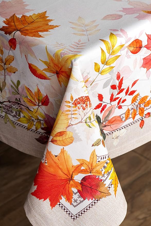 Maison d' Hermine Table Cloth Rectangle Table 100% Cotton 60 x 120 Inches Fall Tablecloth Reusable Everyday Use for Thanksgiving Christmas Decorations Dining Farmhouse Party (Amarante)