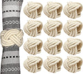 CLEENTABLE Farmhouse Napkin Ring Set of 12 - Handwoven Cotton & Jute Knot Design for Table Decor, Weddings, Dinner Parties & Everyday Dining - Decorative Adornment for Table Setting (Off White)