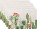 Placemats,Cactus Succulent Greenery Flower Placemats 12x18 Inch Waterproof Non-Slip Washable Table Mats for Kitchen Dining Party Table Decor,Set of 6