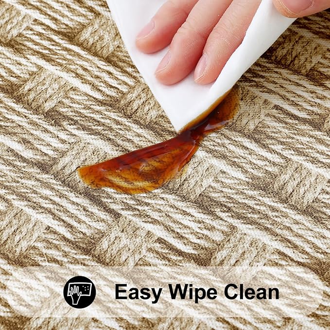 Smiry Rectangle Table Cloth Cover, Waterproof Elastic Fitted Picnic Tablecloth for 4 Foot Tables, Wipeable Flannel Backed Vinyl Tablecloths for Camping, Dining, Outdoor (Sand, 24" x 48")