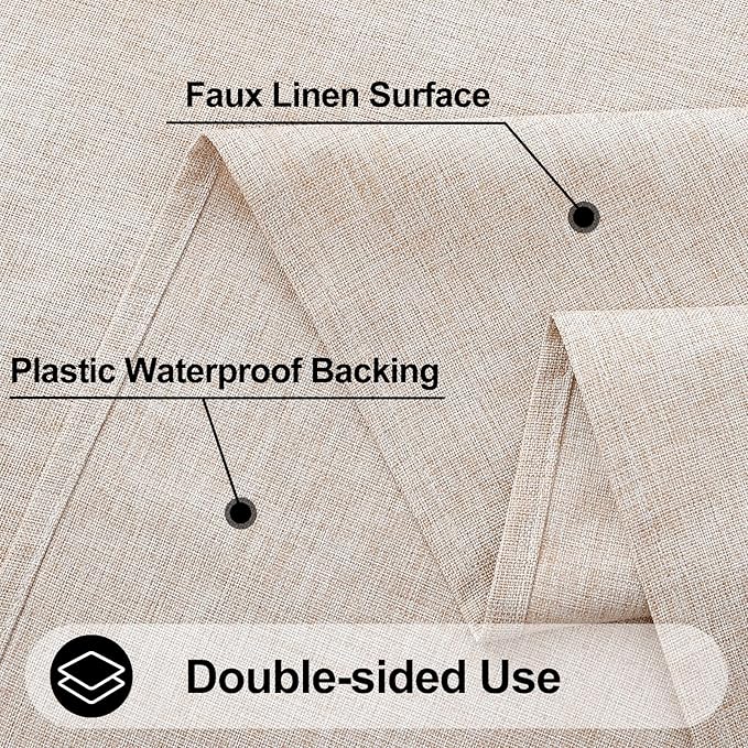 Smiry Rectangle Faux Linen Table Cloth, Waterproof Burlap Fabric Tablecloth, Washable Decorative Farmhouse Table Covers for Kitchen, Dining, Parties, 60x102, Tan