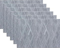 Druable Placemats Set of 6, Plastic Heat-Resistant Non-Slip Vinyl Place Mats Washable Easy to Clean Indoor Outdoor (18"x12", Dark Grey)