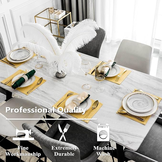 Home Brilliant Cloth Placemats Set of 8 Linen Placemat Washable Heat Resistant Dining Table Place Mats for Kitchen Table Holiday Dinner Fall Winter Decoration, Yellow