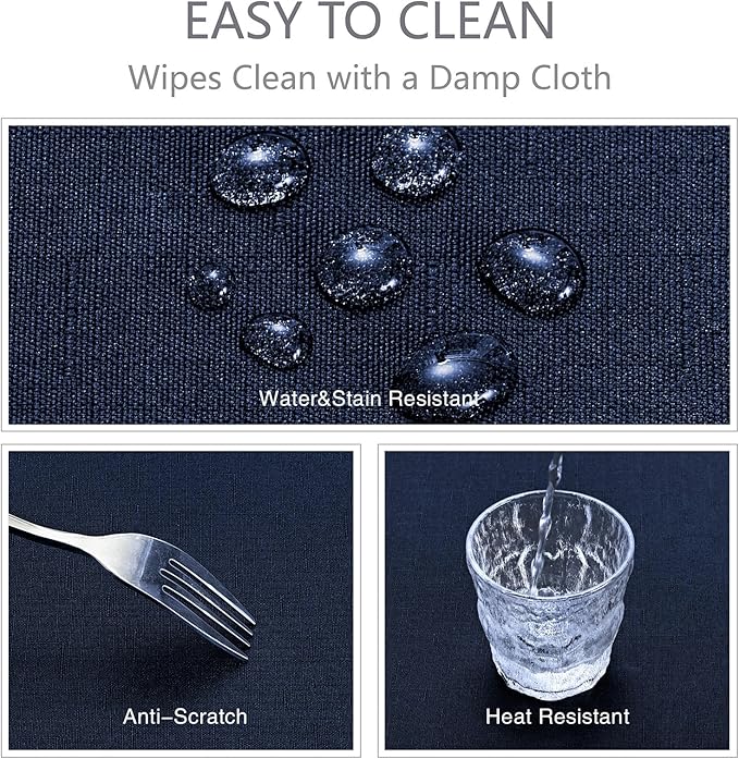 Rectangle Tablecloth Waterproof 60x84 inch Linen Textured Table Cloth Stain and Wrinkle Resistant Washable, Decorative Fabric Table Cover for Dining, Party and Camping, Navy Blue