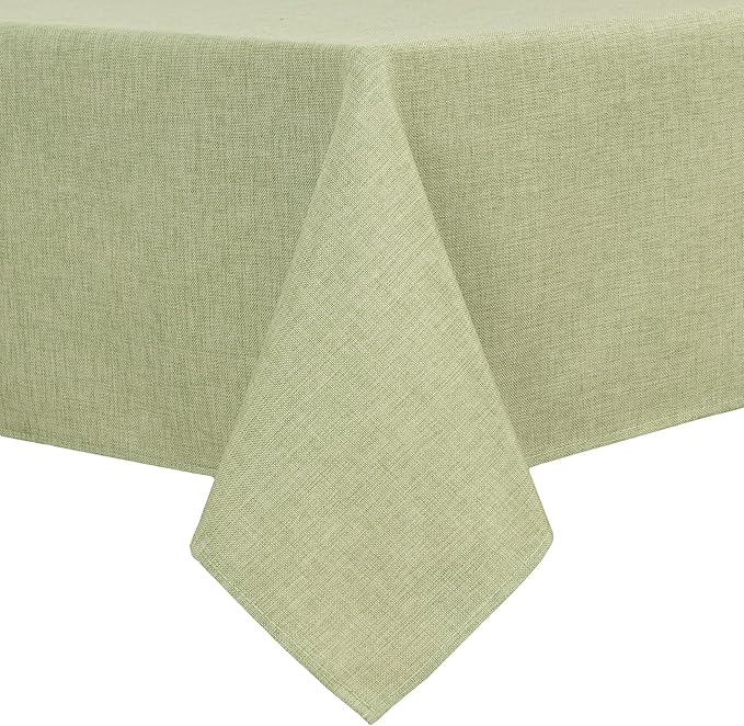 Hiasan Faux Linen Square Tablecloth - Wrinkle and Stain Resistant Washable Table Cloth for Kitchen Dining Room Holiday Table Cover for Dinner, Green, 60 x 60 Inch