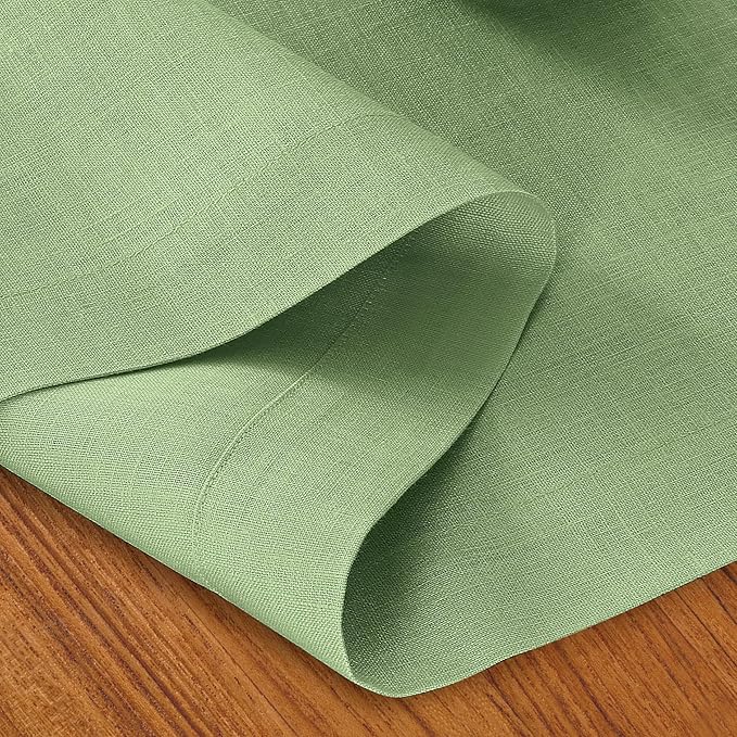 D'Moksha Homes Linen Table Runner 48 Inches - 100% Pure Linen Sage Green Table Runner 14 x 48 Inch for Coffee Tables, Dresser, Spring, St Patricks Day, Easter - Machine Washable