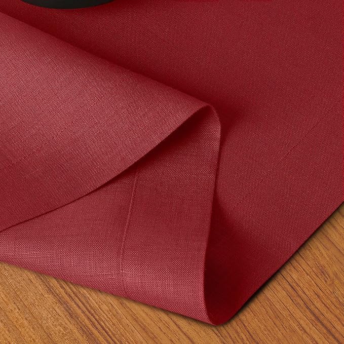 D'Moksha Homes Linen Red Table Runner 120 Inches Long - 100% Pure Linen Dining Table Runner 14 x 120 Inch for Valentines, Spring - Machine Washable