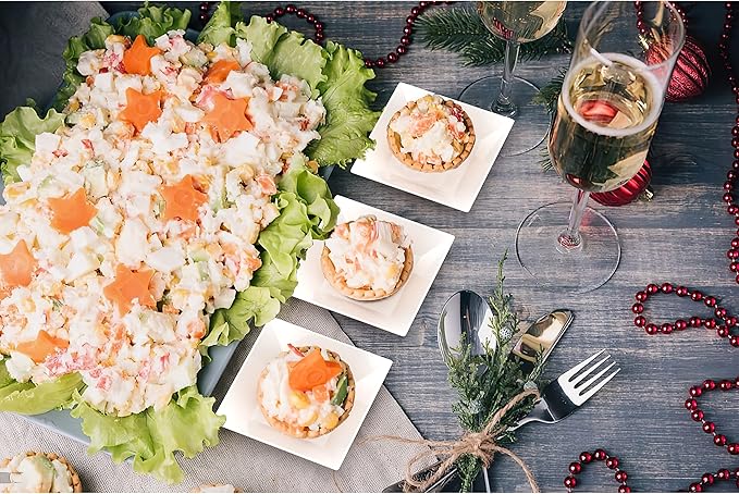 Exquisite Mini Disposable Appetizer Plates - 1200 Pack 2.95" x 2.95" White Plastic Dessert Plates - Elegant Design for Weddings, Birthdays, and Formal Parties - Stackable and Convenient - BPA Free