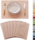 Demetex Pink Valentine Placemats Set of 6 Heat Resistant Linen Place Mats Washable Cloth Plate Mats for Dining Party Banquet Table Decorations, 13 x 19 inch, Pink