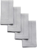Solino Home Linen Napkins Set of 4 - Classic Hemstitch 100% Pure Linen Soft Grey Dinner Napkins Cloth 20 x 20 Inch for Winter, Spring, Easter - Handcrafted and Machine Washable