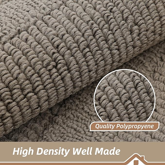 BEQHAUSE 30x18 Inch Kitchen Rug Mat Durable Kitchen Rugs Non-Slip Washable Absorbent Kitchen Mats for Floor Dirt-Resistant Semicircular Kitchen Mat (Taupe, 2PCS)