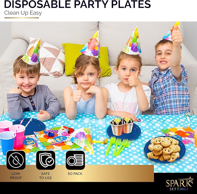 Disposable Paper Plates Royal Blue, 7 Inch Paper Dessert Plates, Strong and Sturdy Disposable Plate for Party, Dinner, Holiday, Picnic, or Travel Party Plate, Pack of 50