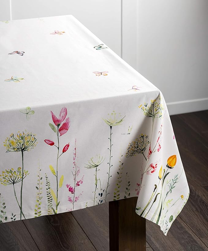 Maison d' Hermine Table Cloth Rectangle Table 100% Cotton 70 x 108 Inches Tablecloth Reusable Decorative for Dining Room Farmhouse Home Valentines Day Decorations Spring Summer - Botanical Fresh