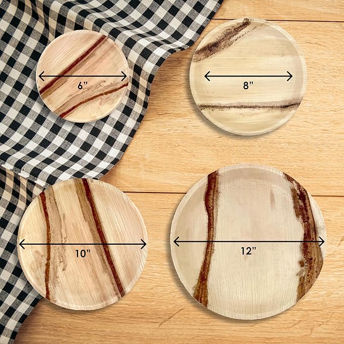 NEATtable Palm Leaf Plates | Disposable & Compostable | Eco Friendly & 100% Natural | Great for Outdoor Events, Weddings, Parties, Barbecues | 8-inch Round Plate, Pack of 25