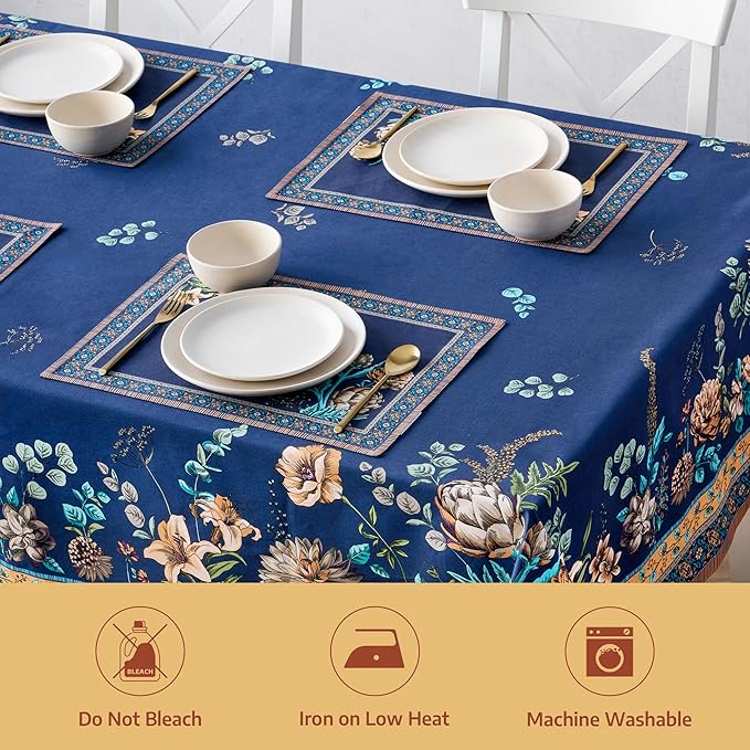 Maison d' Hermine Premium Table Cloth Rectangle Table 100% Combed Cotton 140 x 70 Inches Tablecloth Reusable Decorative for Dining Room, Farmhouse, Home, Party, Festive & Wedding - Artichoke
