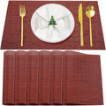 Placemats Set of 6,Washable,Heat and Stain Resistant Indoor/Outdoor Place mats,Vinyl Woven Non Slip Table Mats for Restaurant Table Protection,PVC Placemats(Red,6PCS)