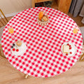Walrus Round Vinyl Fitted Tablecloth with Flannel Backing Elastic Edge Design Table Cover Waterproof Oil-Proof PVC Table Cloth Stain-Resistant Best for 45"-56" Round