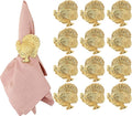 ALPHA Living HOME Turkey Napkin Rings Set of 12 for Thanksgiving Table Decor | Premium Metal Dinnerware Holders | Fall Harvest, Christmas & Holiday Banquet Accessories (Gold)