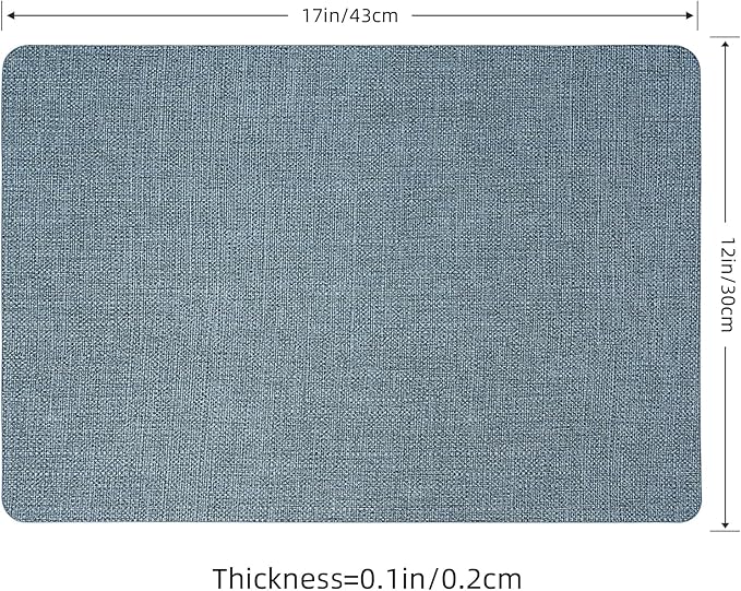 Heat Resistant Placemats Set of 4, 17x12in Waterproof Wipeable Faux Leather Non Slip Table Mats, Easy to Clean, Stain Resistant, for Kitchen Dining Room– Charcoal Blue