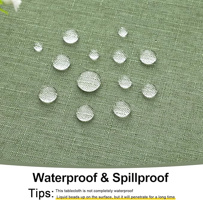 Smiry Rectangle Table Cloth Linen Textured, Waterproof Spillproof Anti-Wrinkle Burlap Tablecloth, Washable Decorative Fabric Table Cover for Dining, Party, Banquet, 52 x 70 Inch, Sage Green