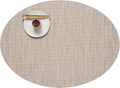 Chilewich Bamboo Placemats Set of 4 - Woven Oval Placemats - Reusable, Stain-Resistant, Indoor/Outdoor Tabletop Protection - 19" x 14" - Oat
