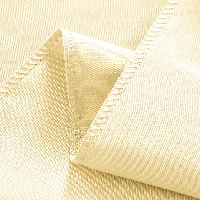 6-Pack Round 108-inch Beige Table Cloths, Solid Stain and Wrinkle Resistant Circular Tablecloth, Premium Plain Weave Polyester Fabric Table Linen Covers for Hotel, Banquet