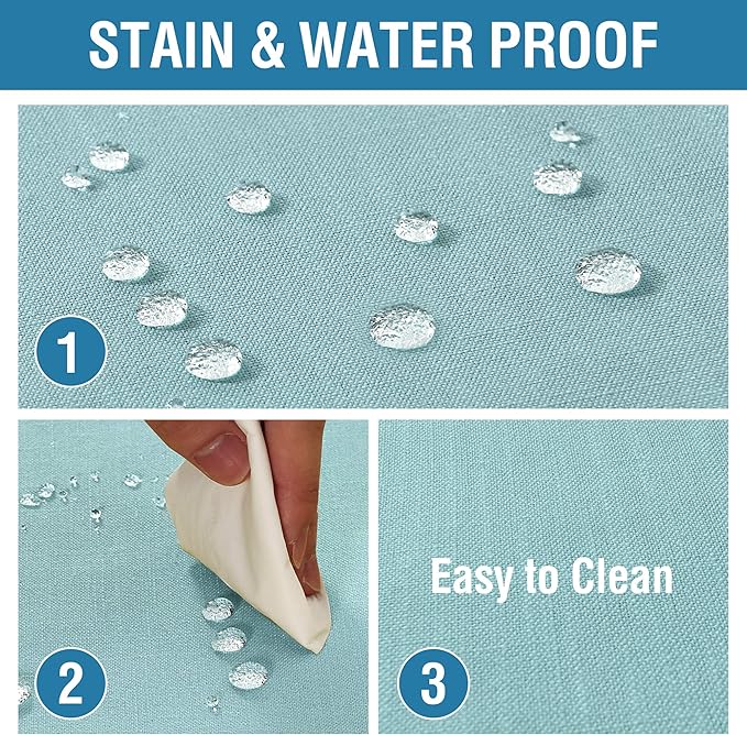 H.VERSAILTEX Linen Textured Table Cloths 60 x 84 Inch Premium Solid Tablecloth Spill-Proof Waterproof Table Cover for Dining Buffet Feature Extra Soft and Thick Fabric Wrinkle Free, Aqua