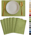 Demetex Placemats Set of 6 Green Decorative Table Mats Modern Linen Placemats Washable Heat Resistant Plate Mats for Dinner Gathering Kitchen, Lime Green
