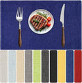 Blue Forest Placemats Set of 8, Dual-Layered Thickened Faux Line Table Mats Heat Resistant Machine Washable Wrinkle Free Place Mats for Kitchen Dining Outdoor/Indoor (NavyBlue)