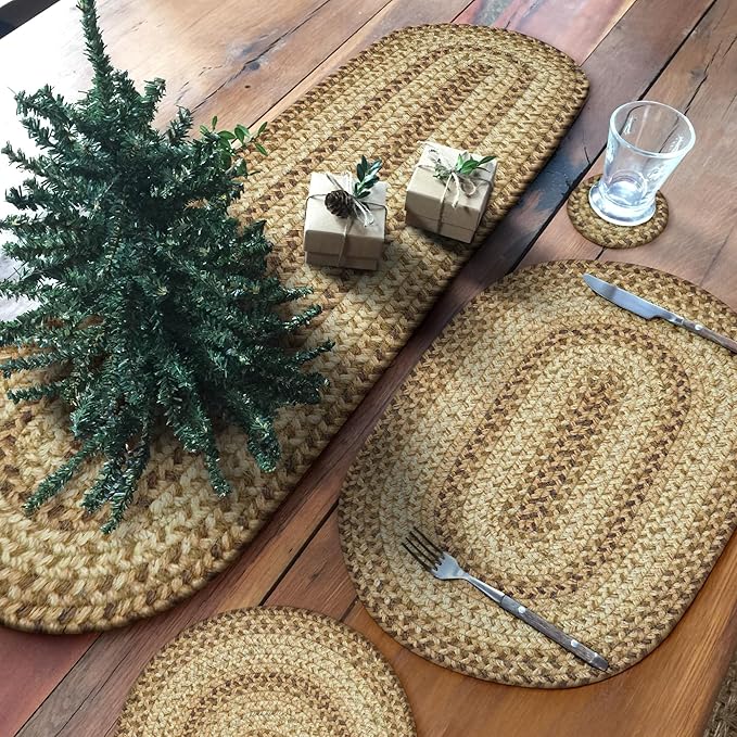 Homespice Cookie Dough Dining Placemats, Warm Country Decor, Set of 6, Brown - 13x19 Rectangle Table Mats - Vibrant Colors, Durable, Easy to Clean and Protects Furniture