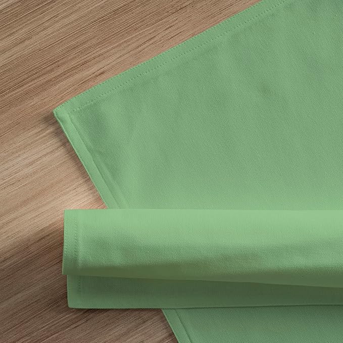 Calicot Placemats Set of 6 100% Cotton Washable Cloth Place Mats, Reusable Table Mats for Spring/Summer & Thanksgiving Christmas Decorations Kitchen Dining Party Wedding (Fair Green, 13" x 19")