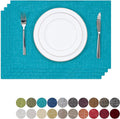 Kevin Textile Set of 4 Placemats Heat Resistant Dining Table Place Mats Kitchen Table Mats, Peacock Blue, 13"x19"