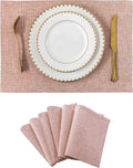Home Brilliant Placemats Set of 6 Pink Apricot Table Place Mats for Women Wedding Valentines Decoration Blush Placemats Washable Place Mats for Dining Kitchen Restaurant Table, Pink