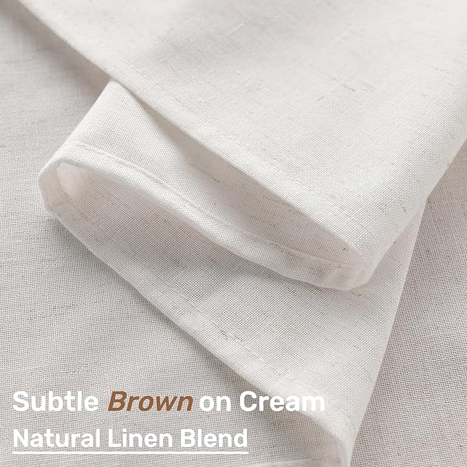 Cream Tablecloth for Rectangle Table Linen Cotton Blend Burlap Kitchen Dining Oblong Table Covers County Neutral Decoration Ivory Daily Use Picnic Holiday 8ft 60x84 Inch