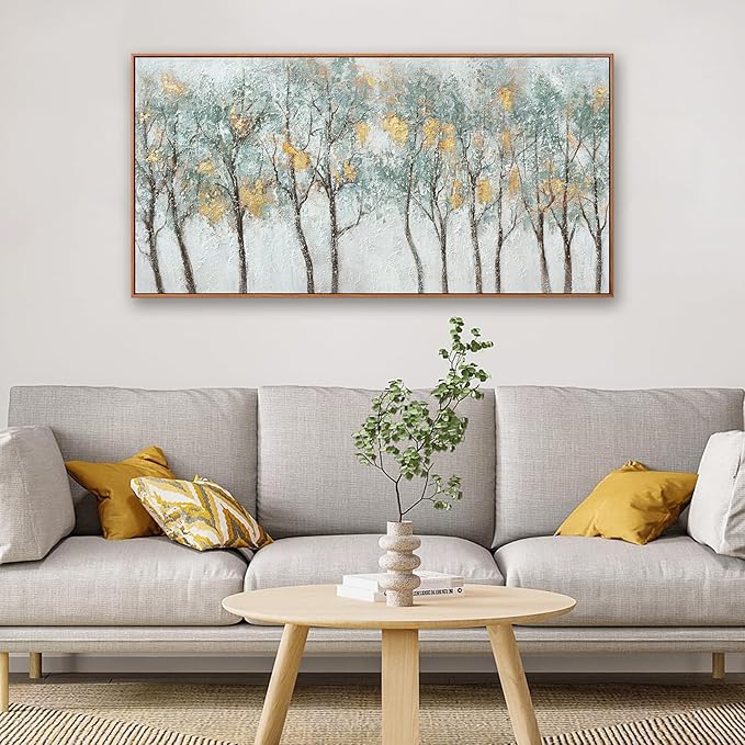 Framed Wall Art Decor Canvas Print Green Embellishments Plant Forest Abstract Tree Painting Picture Artwork Framed Wall Decor For Living Room Bedroom Living Room And Apartment 20x40 Inch