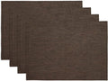 Solino Home Linen Placemats Set of 4-100% Pure Linen Chambray Brown Cloth Placemats 14 x 19 Inch - Athena