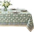 ATOSII Jade 100% Cotton Rectangle Boho Fall Tablecloth, Handblock Floral Table Cloth Linen for Kitchen Dining I Parties Wedding Outdoors Thanksgiving Easter Picnics I 72 X 108 Inches I 8 Seater