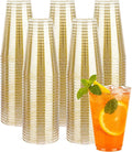 14 oz 100 Pack Gold Plastic Cups, Disposable Gold Glitter Cups, Bulk Gold Plastic Tumblers for Party, Wedding, Birthday and Holiday
