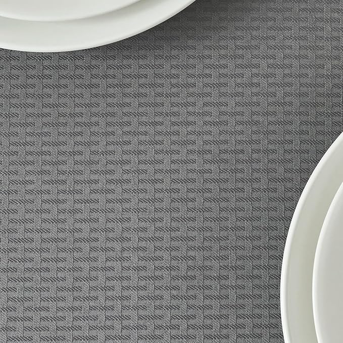 maxmill Rectangle Tablecloth Weaved Texture Design Water Resistant Spill-Proof Soft Washable Table Cloth for Dining Room Decoration, Banquet Parties Event Holiday Dinner, 52 x 84 Inch Charcoal Gray