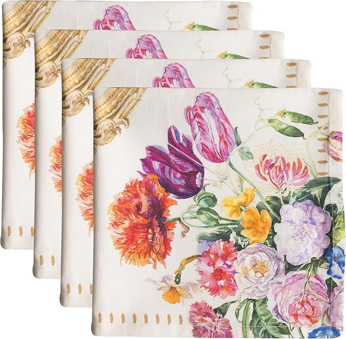 Maison d' Hermine Cloth Napkins Set of 4 100% Cotton Everyday Reusable Square Napkins Cloth Washable Dinner Party Wedding Restaurant Valentines Day Decorations Spring/Summer (Masterpiece, 20" x 20")