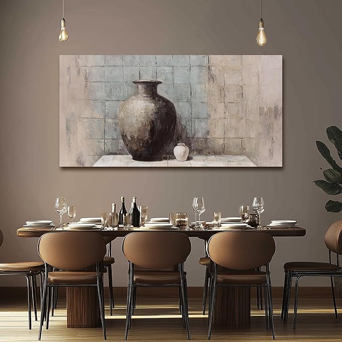 Paintings Home Decor Vintage Wall Decor Wall Decorations Rustic Farmhouse Wall Art Vase Painting Framed Art Abstract Canvas Wall Art for Living Room Bedroom Dining Room Home Office Decor 29"X58"