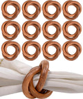 ALPHA Living HOME Wooden Napkin Rings Set of 12 - Handmade Mango Wood Napkin Holders - Rustic Serviette Rings for Dining Table, Wedding, Party & Holiday Decor - Elegant Tabletop Accessory (Brown)