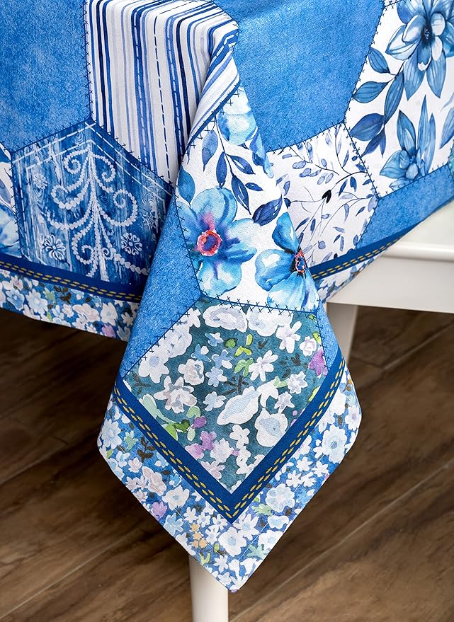 Maison d' Hermine Table Cloth Rectangle Table 100% Cotton 60 x 120 Inches Tablecloth Reusable Decorative for Dining Room Farmhouse Home Valentines Day Decorations Spring Summer - Summer Blues
