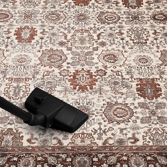 Keen Home Design 2x10 Rug - Machine Washable Runner Rug with Non-Slip Backing, Ideal for Hallway, Entryway, Kitchen, Laundry Room - Vintage, Easy Clean, Durable, Low Pile - (2'6" x 10')